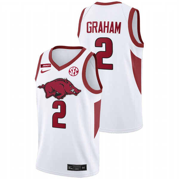 Mens Youth Arkansas Razorbacks #2 Jalen Graham White College Basketball Special Edition Jersey