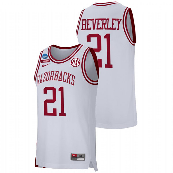 Mens Youth Arkansas Razorbacks #21 Patrick Beverley White College Basketball Retro Edition