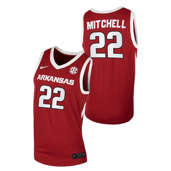 Mens Youth Arkansas Razorbacks #22 Makhel Mitchell Cardinal Away College Basketball Game Jersey