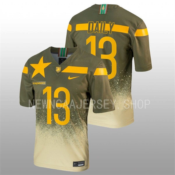 Mens Youth Army Black Knights #13 Bryson Daily Nike 1st Armored Division Old Ironsides Untouchable Football Jersey - Olive 