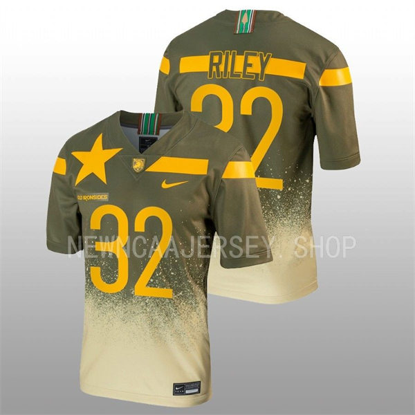 Mens Youth Army Black Knights #32 Tyson Riley Nike 1st Armored Division Old Ironsides Untouchable Football Jersey - Olive 