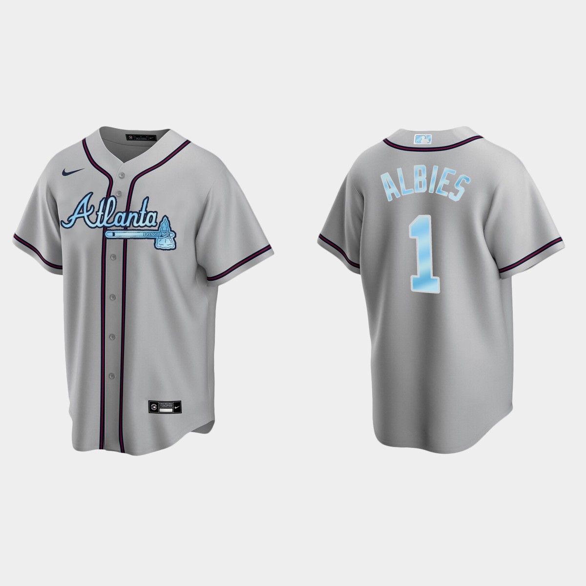 Mens Youth Atlanta Braves #1 Ozzie Albies Gray Stitched 2022 Father's Day Jersey