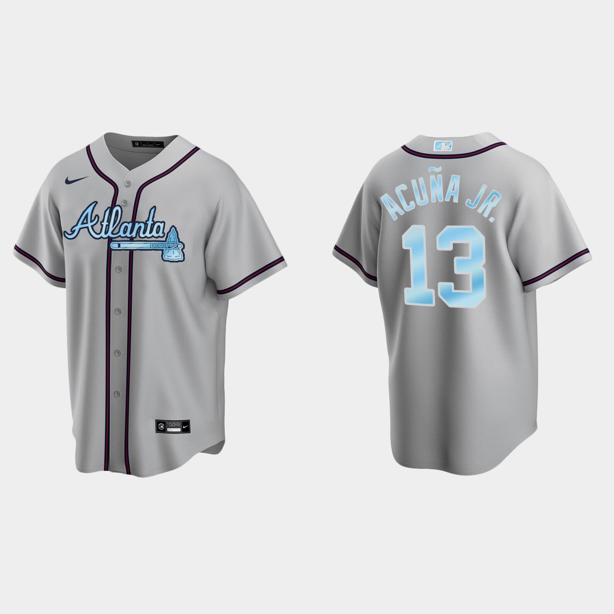 Mens Youth Atlanta Braves #13 Ronald Acuna Jr. Gray Stitched 2022 Father's Day Jersey