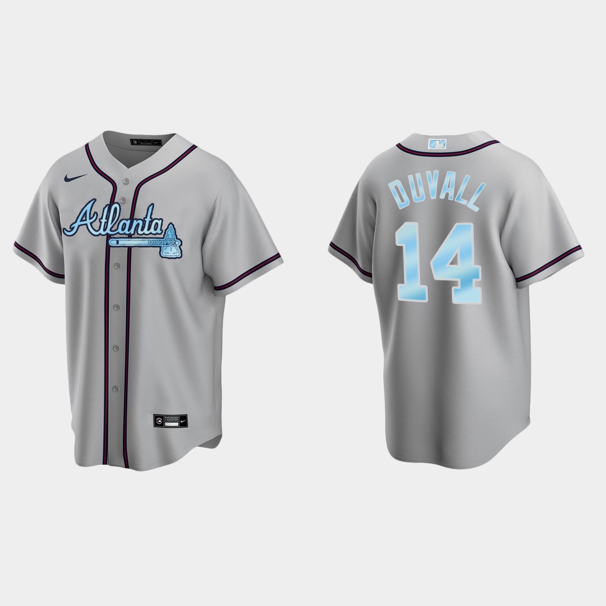 Mens Youth Atlanta Braves #14 Adam Duvall Gray Stitched 2022 Father's Day Jersey