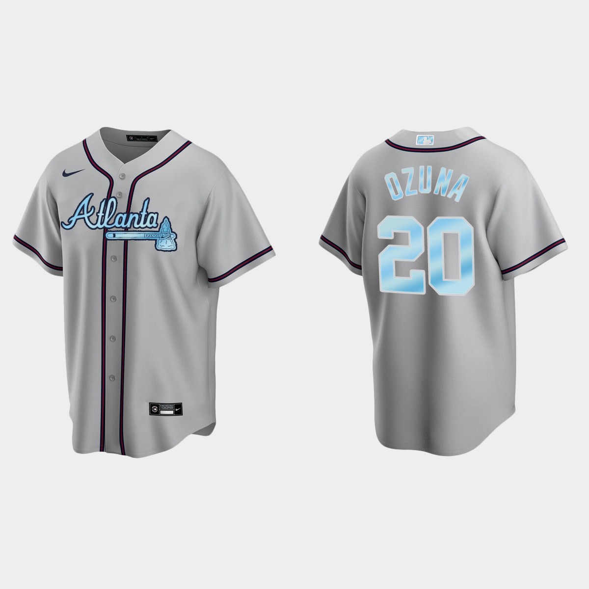 Mens Youth Atlanta Braves #20 Marcell Ozuna Gray Stitched 2022 Father's Day Jersey