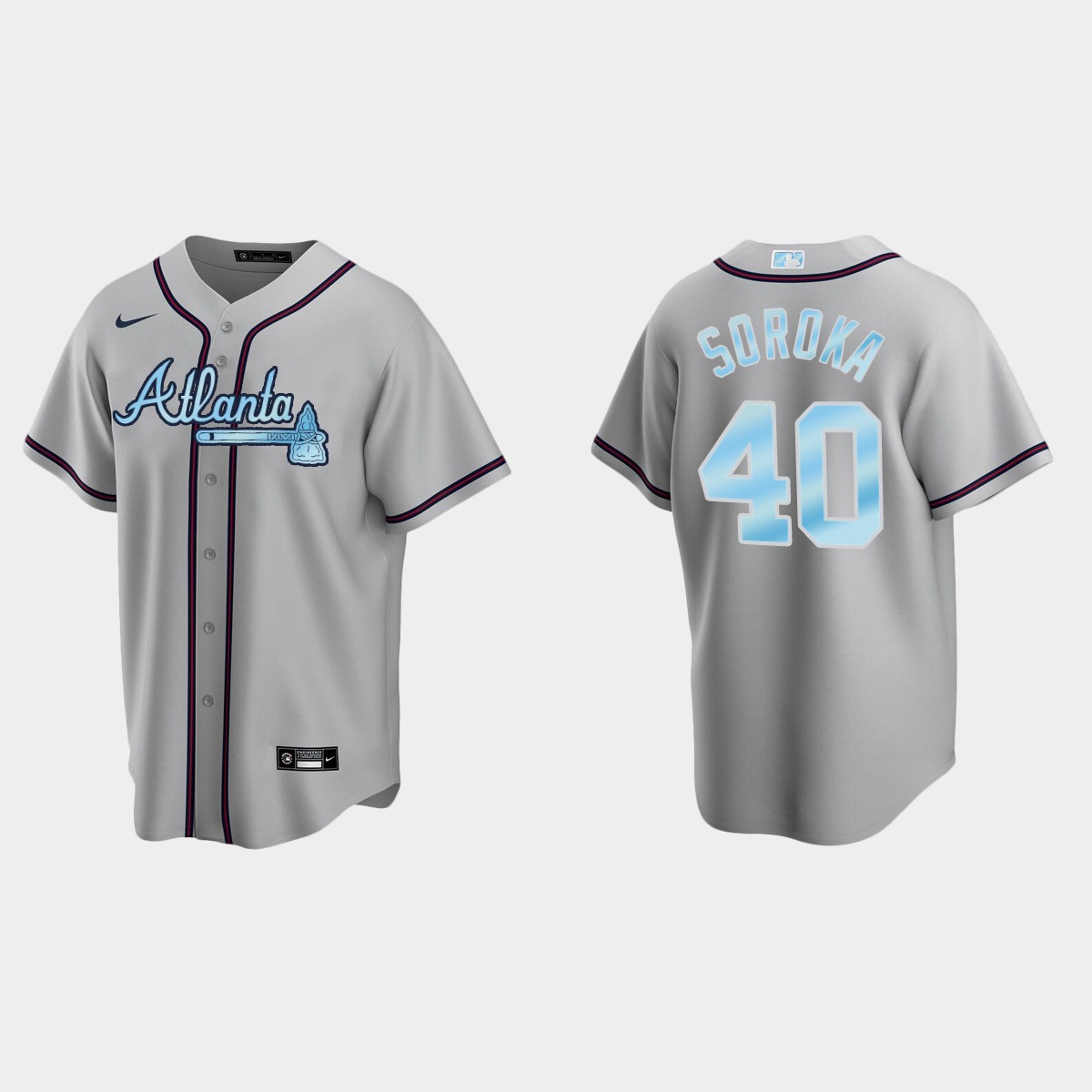 Mens Youth Atlanta Braves #40 Mike Soroka Gray Stitched 2022 Father's Day Jersey