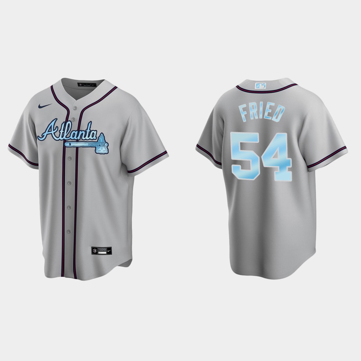 Mens Youth Atlanta Braves #54 Max Fried Gray Stitched 2022 Father's Day Jersey