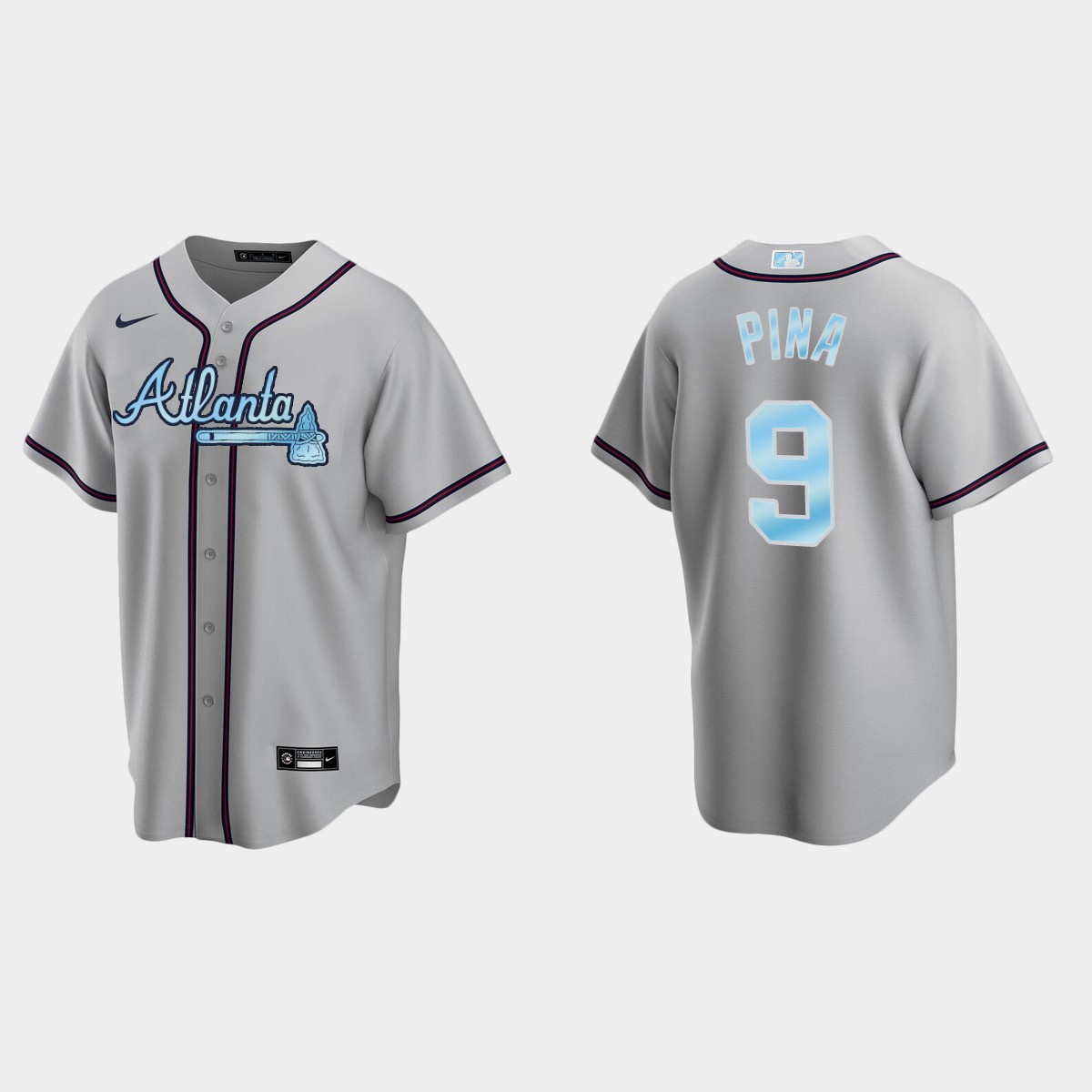 Mens Youth Atlanta Braves #9 Manny Pina Gray Stitched 2022 Father's Day Jersey