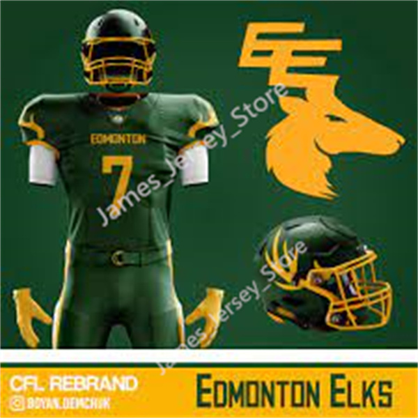 Mens Youth CFL Edmonton Elks Custom Green EE Football Jersey