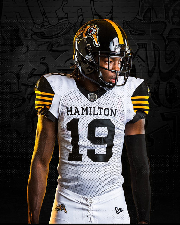Mens Youth CFL Hamilton Tiger-Cats Custom 2019 New Era White Away Football Jersey
