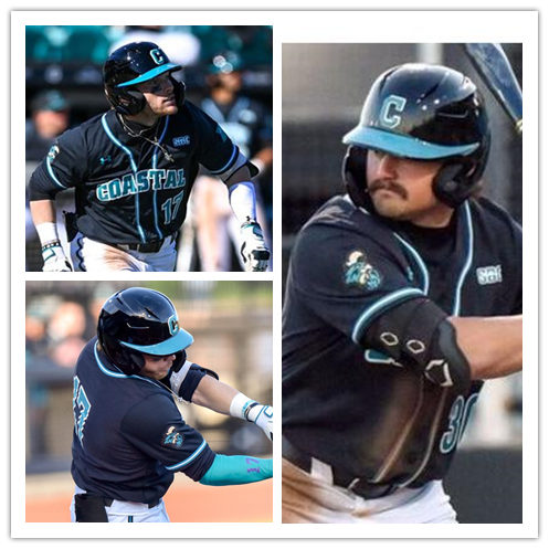 Mens Youth Coastal Carolina Chanticleers Custom Black Stripe Button College Baseball Game Jersey