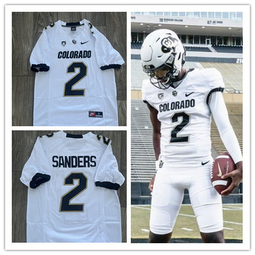 Mens Youth Colorado Buffaloes #2 Shedeur Sanders Nike White 2023 Football Game Jersey