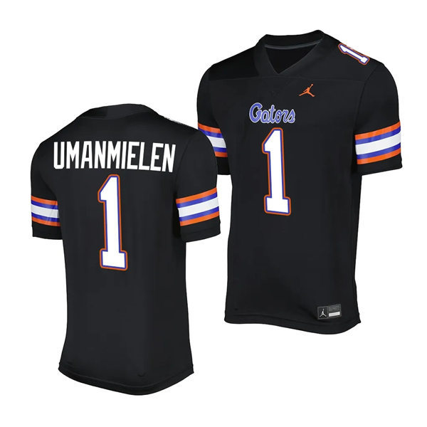 Mens Youth Florida Gators #1 Princely Umanmielen 2023 Black Alternate Football SALUTING THOSE WHO SERVE UNIFORM Jersey