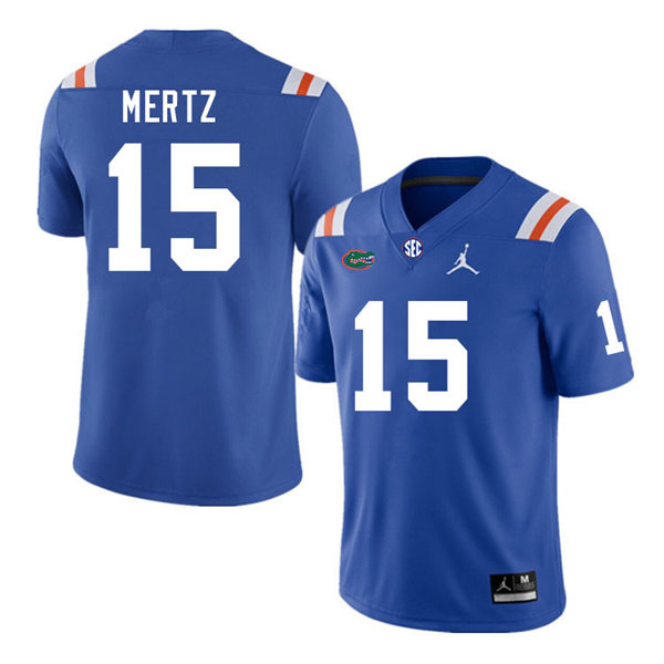 Mens Youth Florida Gators #15 Graham Mertz Royal Retro 1960's Football Jersey(1)