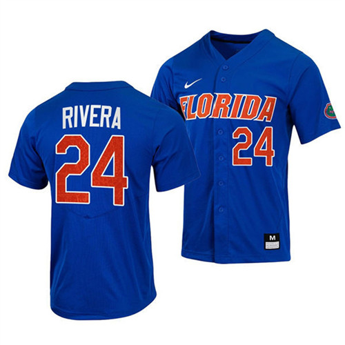 Mens Youth Florida Gators #24 Josh Rivera Nike 2022 Royal With Name Florida College Baseball Jersey