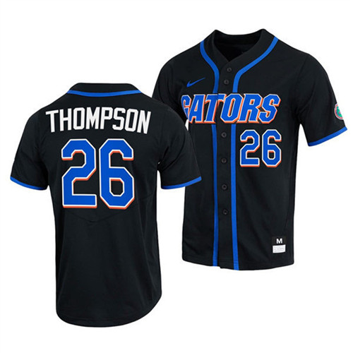 Mens Youth Florida Gators #26 Sterlin Thompson Nike 2022 Black With Name Florida College Baseball Jersey