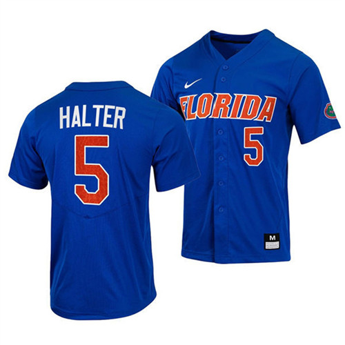 Mens Youth Florida Gators #5 Colby Halter Nike 2022 Royal With Name Florida College Baseball Jersey