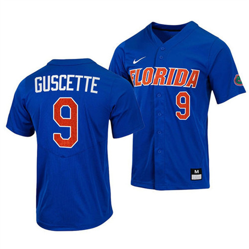 Mens Youth Florida Gators #9 Mac Guscette Nike 2022 Royal With Name Florida College Baseball Jersey