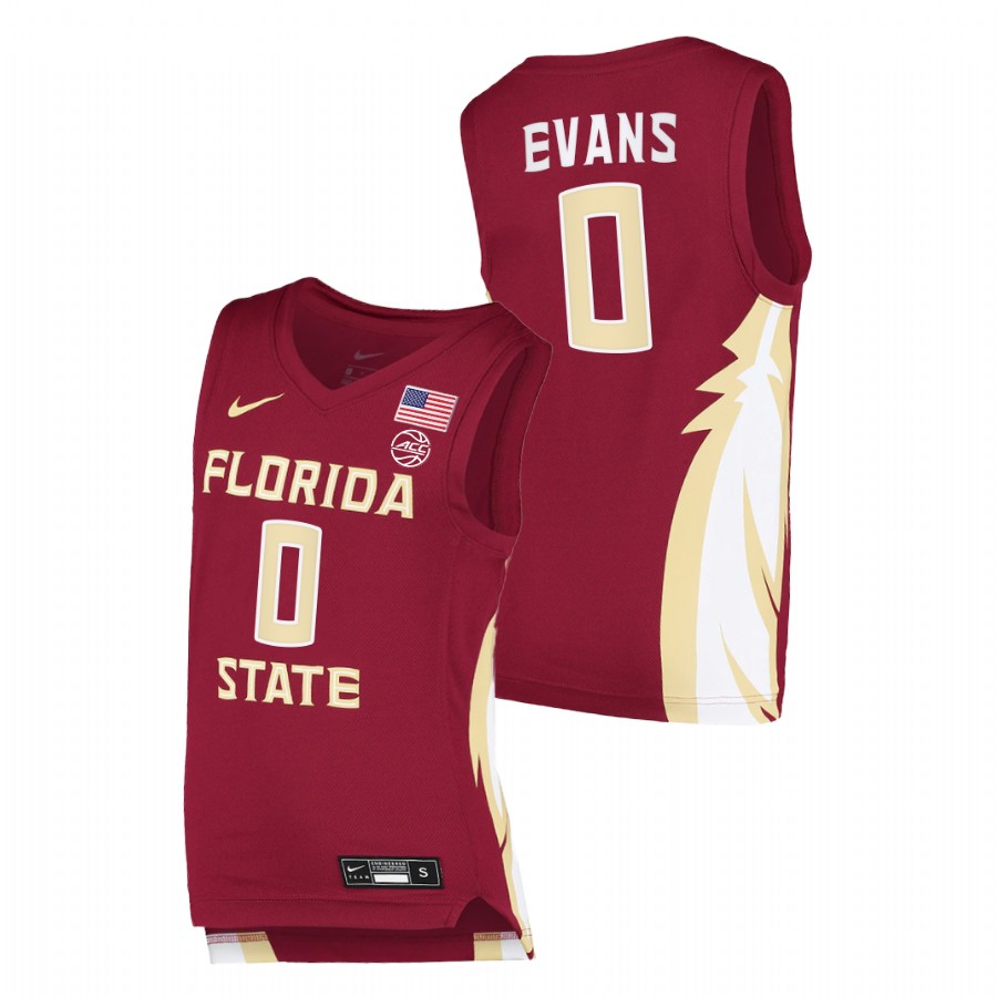 Mens Youth Florida State Seminoles #0 RayQuan Evans Garnet College Basketball Jersey