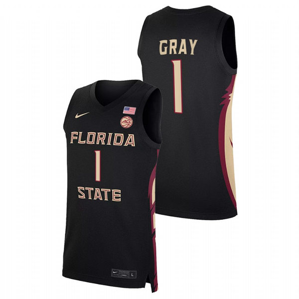 Mens Youth Florida State Seminoles #1 RaiQuan Gray Black College Basketball Jersey
