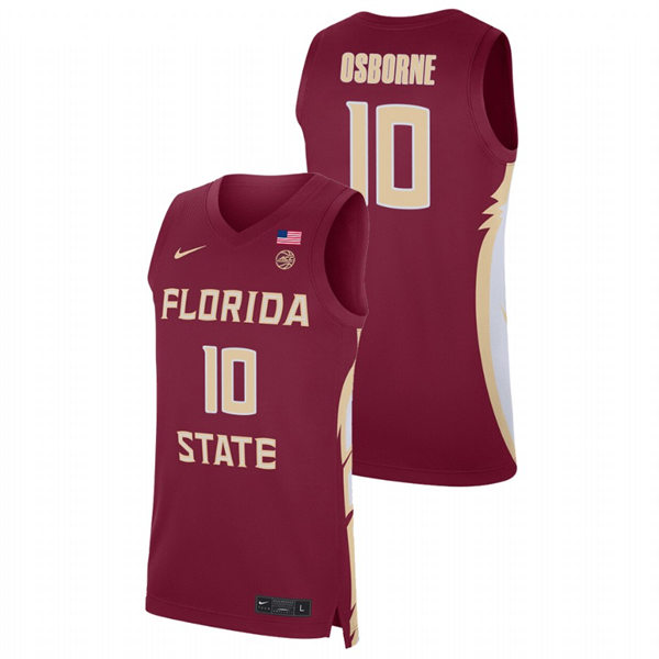 Mens Youth Florida State Seminoles #10 Malik Osborne Garnet College Basketball Jersey