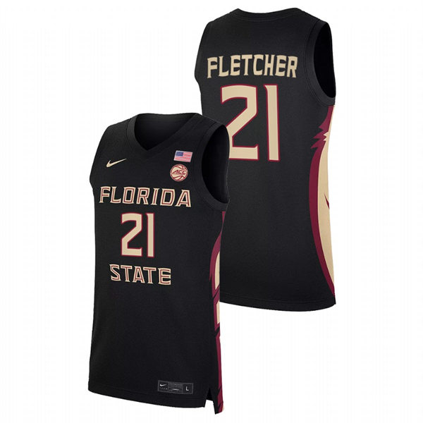 Mens Youth Florida State Seminoles #21 Cam'Ron Fletcher Black College Basketball Jersey