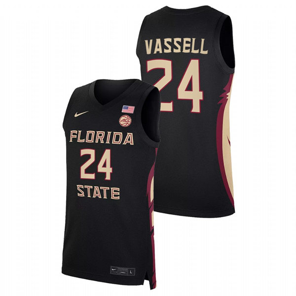 Mens Youth Florida State Seminoles #24 Devin Vassell Black College Basketball Jersey