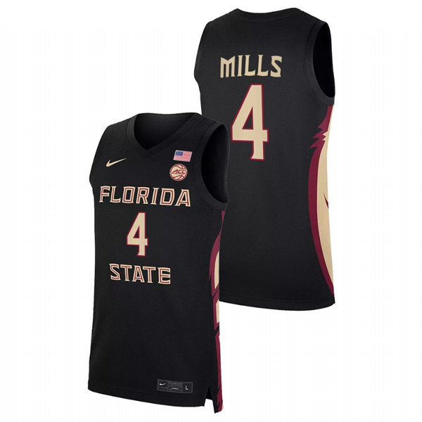 Mens Youth Florida State Seminoles #4 Caleb Mills Black College Basketball Jersey
