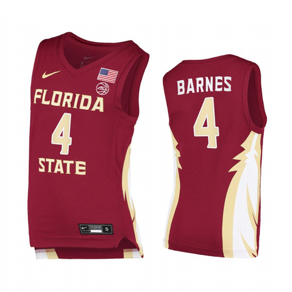 Mens Youth Florida State Seminoles #4 Scottie Barnes Garnet College Basketball Jersey