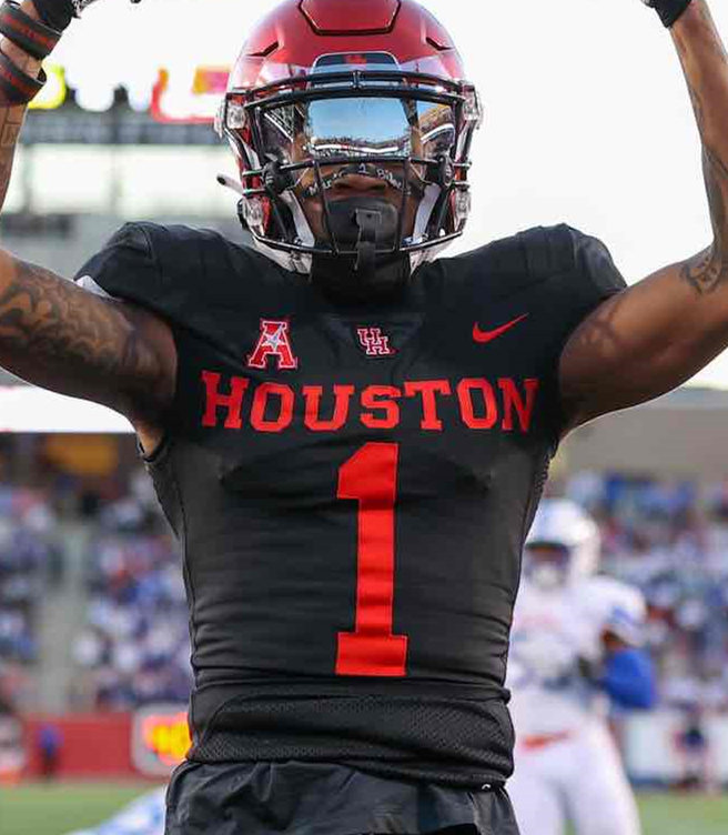 Mens Youth Houston Cougars #1 Nathaniel Dell Jr. 2022 Charcoal Houston Football Game Jersey