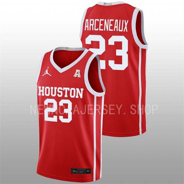 Mens Youth Houston Cougars #23 Terrance Arceneaux 2022-23 Home Scarlet College Basketball 