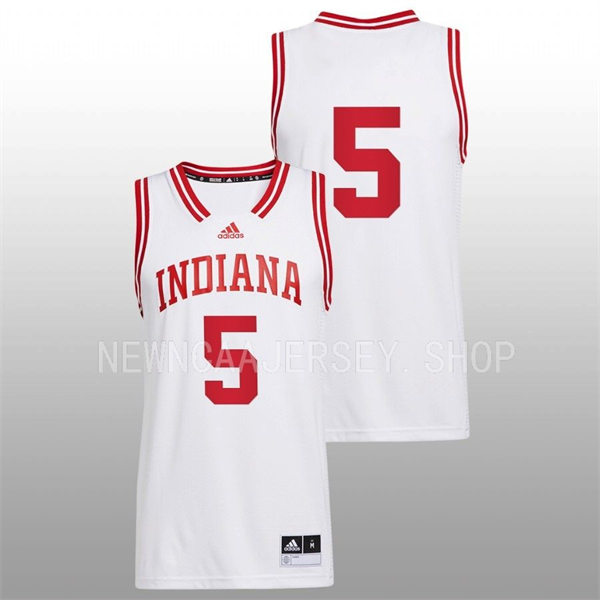 Mens Youth Indiana Hoosiers #5 Malik Reneau Adidas White College Basketball Game Jersey 