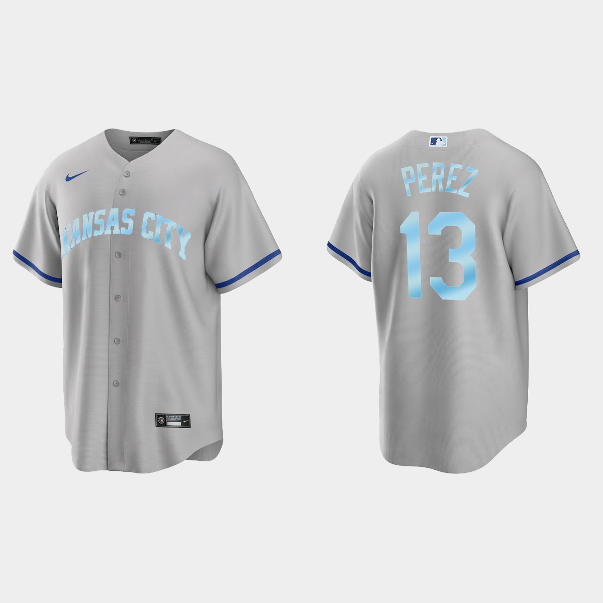 Mens Youth Kansas City Royals #13 Salvador Perez Gray Stitched 2022 Father's Day Jersey