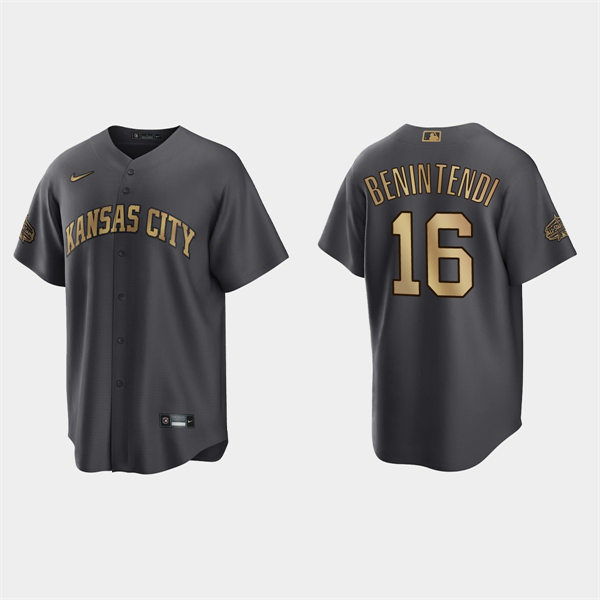 Mens Youth Kansas City Royals #16 Andrew Benintendi 2022 MLB All-Star Game Jersey - Charcoal