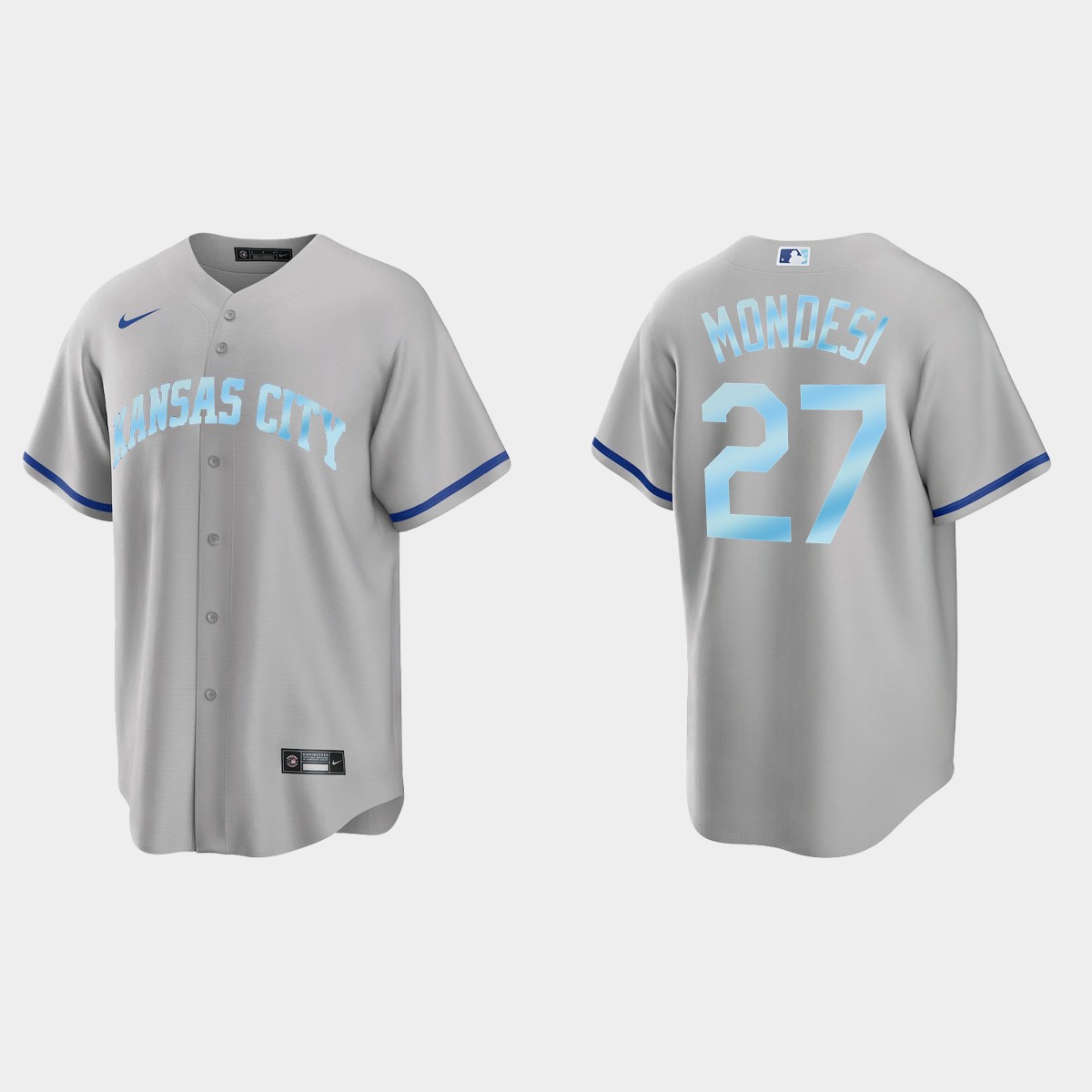 Mens Youth Kansas City Royals #27 Adalberto Mondesi Gray Stitched 2022 Father's Day Jersey