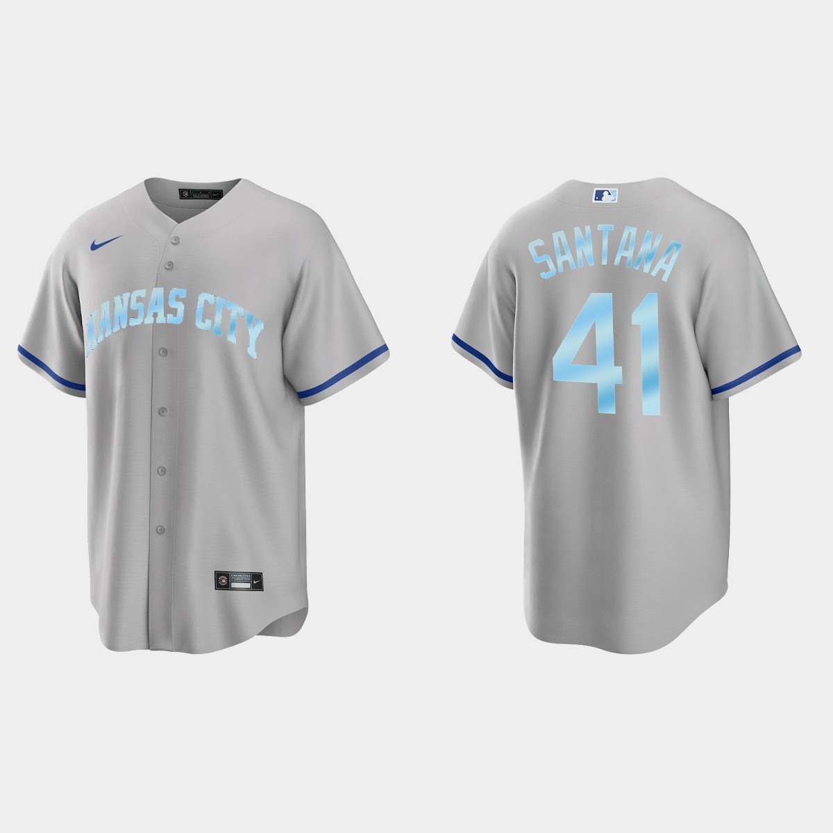 Mens Youth Kansas City Royals #41 Carlos Santana Gray Stitched 2022 Father's Day Jersey