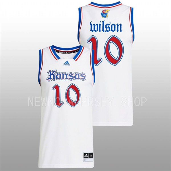 Mens Youth Kansas Jayhawks #10 Jalen Wilson 2022-23 White THE PHOG Basketball Limited Jersey 