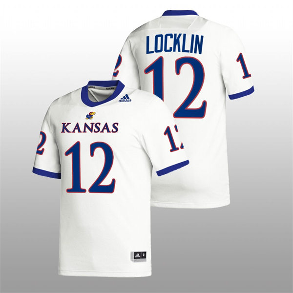 Mens Youth Kansas Jayhawks #12 Torry Locklin Adidas White College Football Game Jersey 