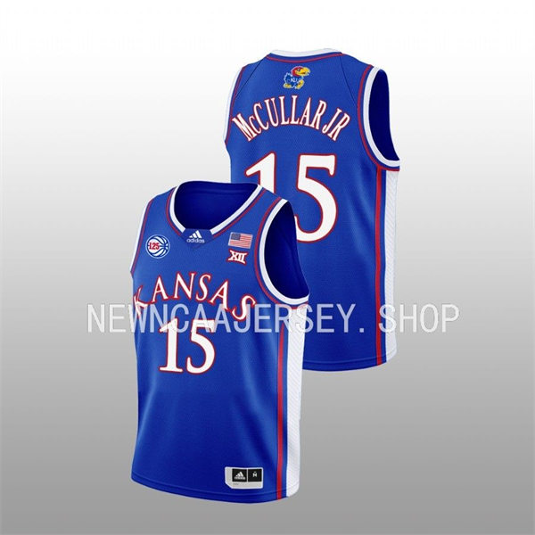 Mens Youth Kansas Jayhawks #15 Kevin McCullar 2022-23 Royal 125TH Anniversary Basketball Jersey 