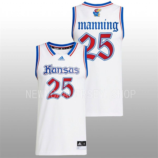 Mens Youth Kansas Jayhawks #25 Danny Manning 2022-23 White THE PHOG Basketball Limited Jersey 