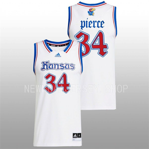 Mens Youth Kansas Jayhawks #34 Paul Pierce 2022-23 White THE PHOG Basketball Limited Jersey 