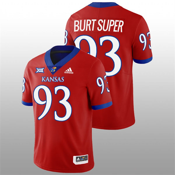 Mens Youth Kansas Jayhawks #93 Sam Burt Super Adidas Red College Football Game Jersey 