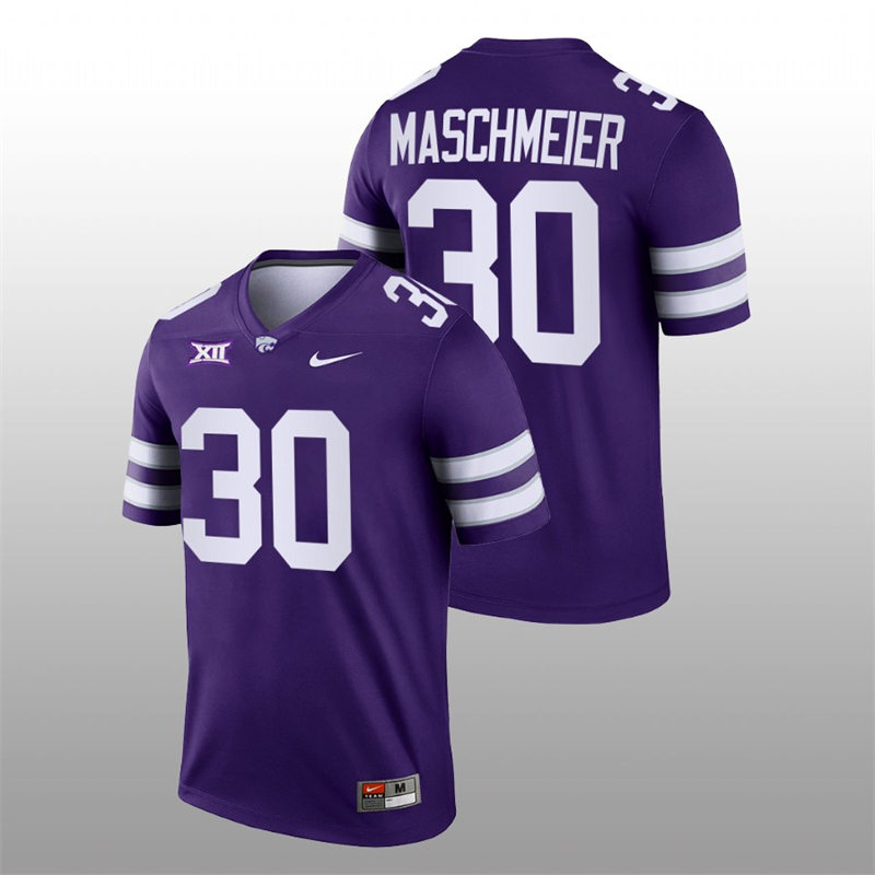 Mens Youth Kansas State Wildcats #30 Matt Maschmeier Purple College Football Game Jersey 
