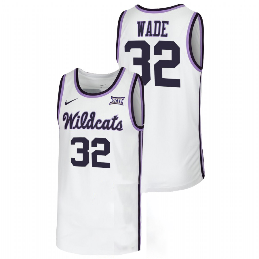 Mens Youth Kansas State Wildcats #32 Dean Wade White Wildcats College Basketball Game Jersey 