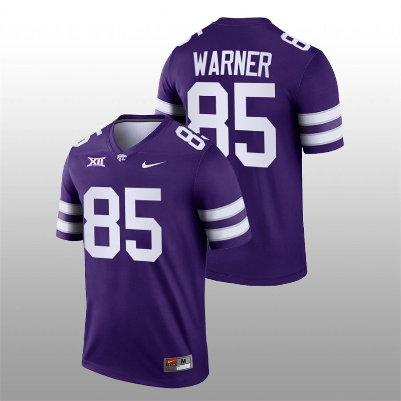 Mens Youth Kansas State Wildcats #85 Kade Warner Purple College Football Game Jersey 