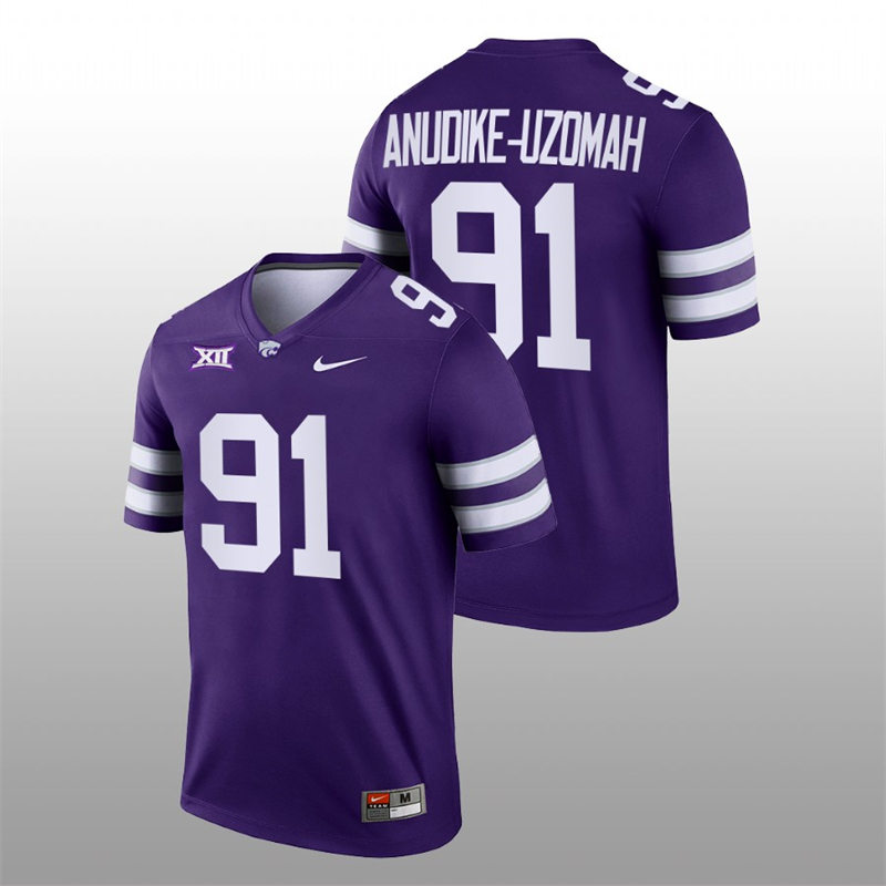 Mens Youth Kansas State Wildcats #91 Felix Anudike-Uzomah Purple College Football Game Jersey 
