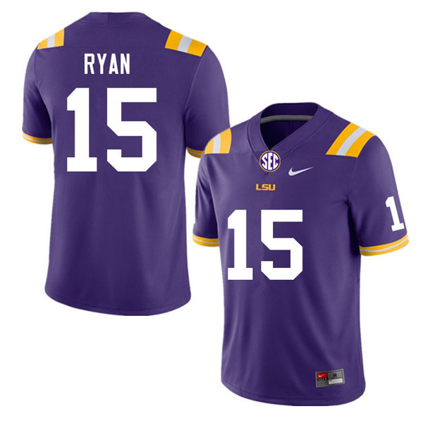 Mens Youth LSU Tigers #15 Sage Ryan College Football Game Jersey Purple