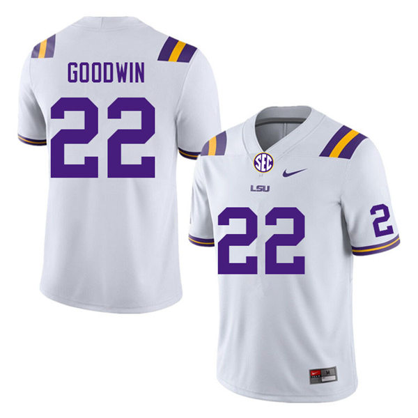 Mens Youth LSU Tigers #22 Armoni Goodwin College Football Game Jersey White
