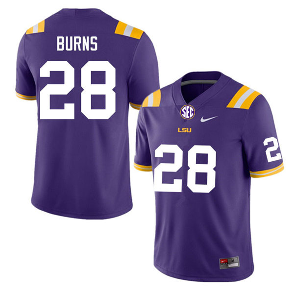 Mens Youth LSU Tigers #28 Major Burns College Football Game Jersey Purple