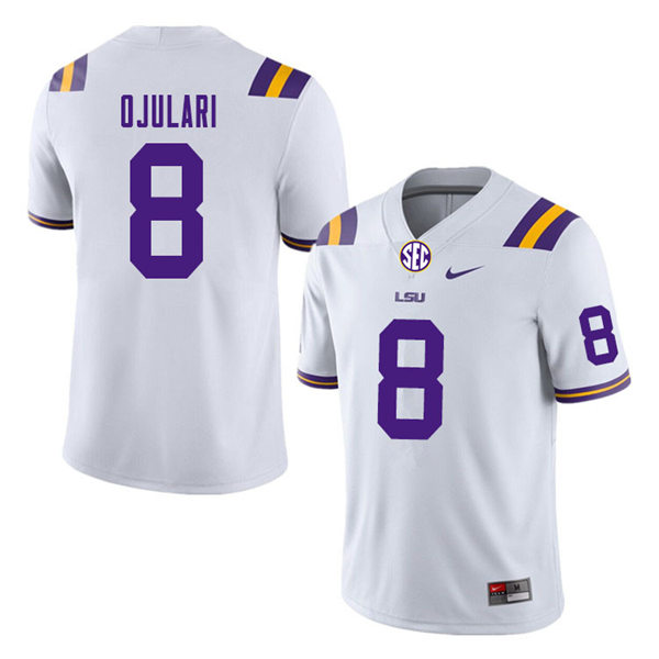 Mens Youth LSU Tigers #8 BJ Ojulari  College Football Game Jersey White